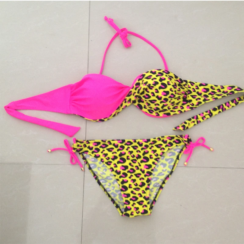 Супер высокое качество плюс Размер купальники XL Пляжная одежда для женщин летом новое Прибытие сексуальные лоскутное леопарда бразильские бикини