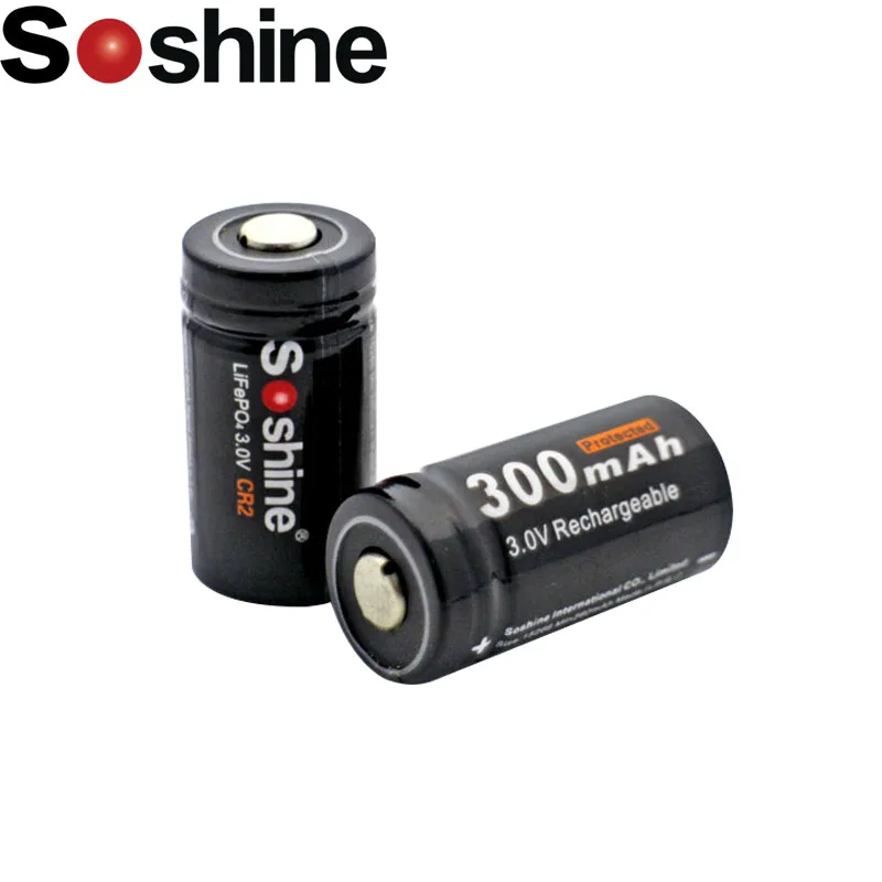 2 шт Soshine 300mAh CR2 15266 батарея LiFePO4 CR2 аккумуляторная батарея с коробкой для хранения батареи