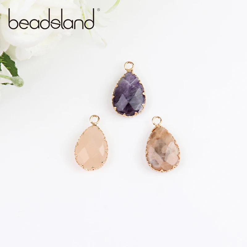 

Beadsland Single Hole Water Drop Sabre-tooth Rimmed Natural Stone Pendant For DIY Necklace Earrings Woman Girl Gift 40366