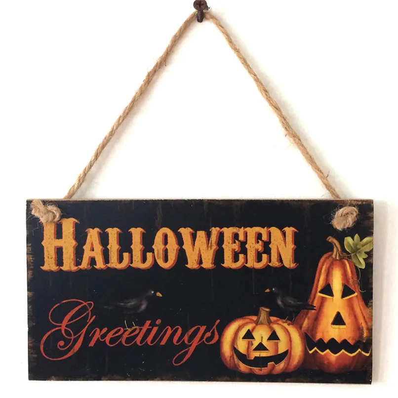 Happy Halloween Wooden Pendant Door Decorations Hanging Party