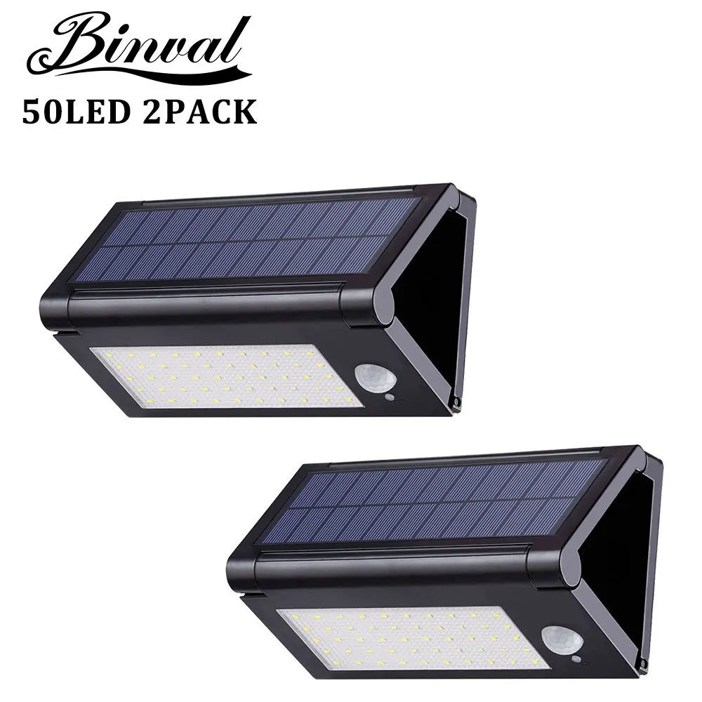 

Binval Solar Lamp 50LEDs Foldable Motion Sensor Outdoor 3 Modes Garden Solar Led Solar Outdoor Luz Solar Panel Lamp Lights 2pack