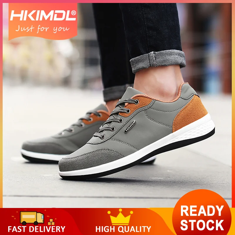 

HKIMDL 2019 Autumn New Men Shoes Lace-Up Men Fashion Shoes Microfiber Leather Casual Shoes Brand Men Sneakers Winter Men FLats