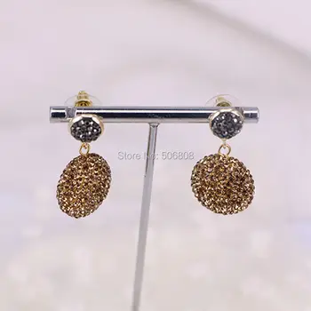 

5Pairs Zyunz Yellow Rhinestone Paved Dangle Jewelry Earring For Women