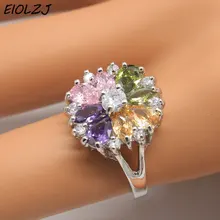 EIOLZJ Модные Разноцветные полудрагоценные камни 925 Серебряное кольцо для женщин белые циркониевые кольца с камнем шкатулка для украшений