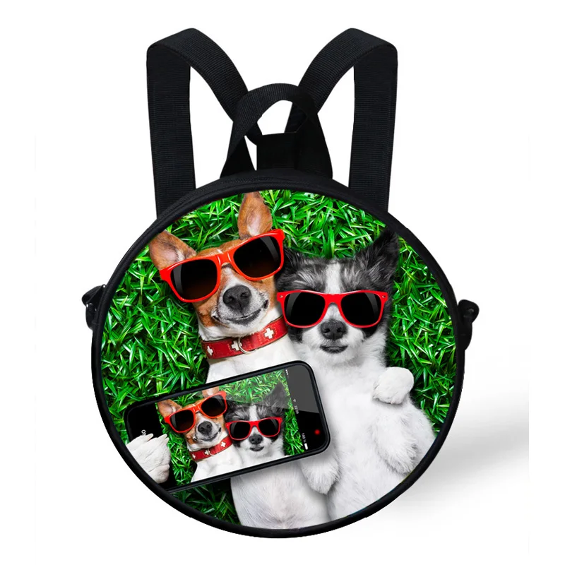 9 Inch Cute Kids Round Backpack Kindergarten Bags For Girls Husky Dog Print Backpacks For Boys