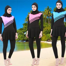 Полный закрытый купальник женский хиджаб мусульманский Купальник Плюс Размер консервативный цельный купальный костюм мусульманский купальный костюм для женщин