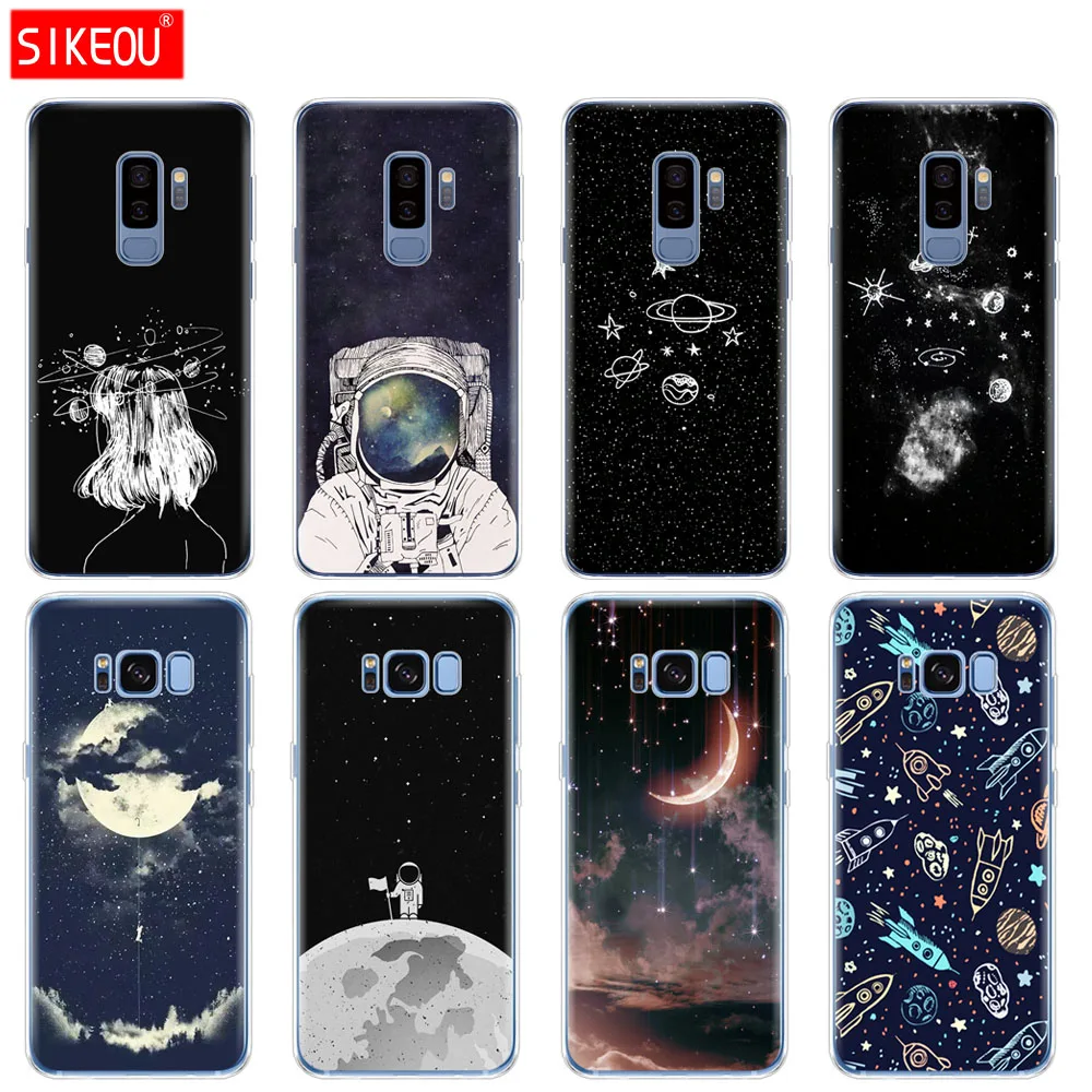 

Silicon case for Samsung Galaxy S9 S8 S7 S6 edge S5 S4 S3 PLUS phone cover Space Love Sun And Moon Star drawing