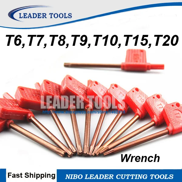 

Free Shipping 50pcs of Wrench T6,T7,T8,T9,T10,T15,T20 CNC Tool Holder Milling Cutter Wrench,Flag torx Spare parts for Lathe Tool