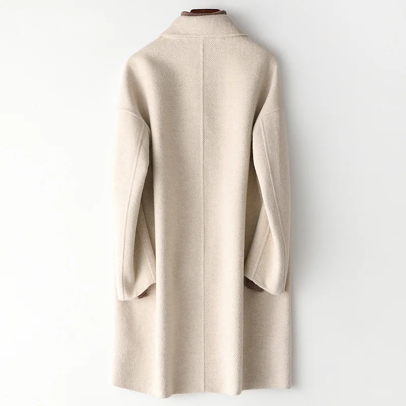 Tcyeek Настоящее шерстяное пальто женское длинное кашемировое пальто женское корейское двубортное пальто зимняя одежда осеннее пальто 987005