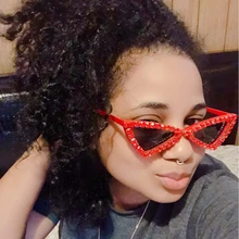 Винтажные маленькие солнцезащитные очки кошачий глаз женские брендовые дизайнерские треугольные шикарные красные роскошные женские Модные оттенки Oculos