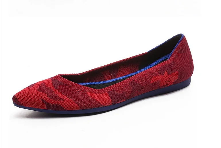 

2018 Spring women flats shoes Women Ballet Shoes Soft Flat Heel Knitted Leisure Pointy Toe Shallow Mouth W381