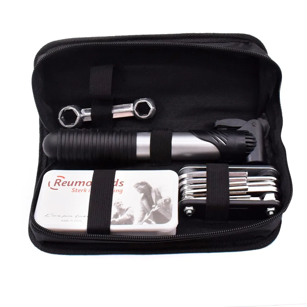 

Bicycle Repair Tools Kit Screwdriver Extension Post Wrench Crowbar Tire Film Mini Bicycle Add Air Pump Tire Glue Fix Set