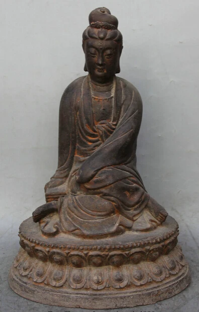 

JP S0524 15" Ancient Chinese Buddhism Bronze Seat Kwan-yin Guan Yin Boddhisattva Statue Discount 35%