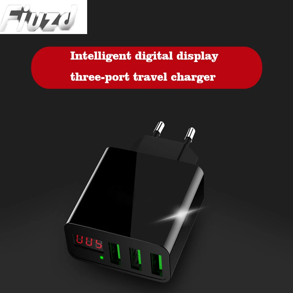 3A 3 Ports Universal Cell Phone Power Adapter Dual USB Mobile Travel Wall Charger for iPhone Samsung iPad with LED Display99
