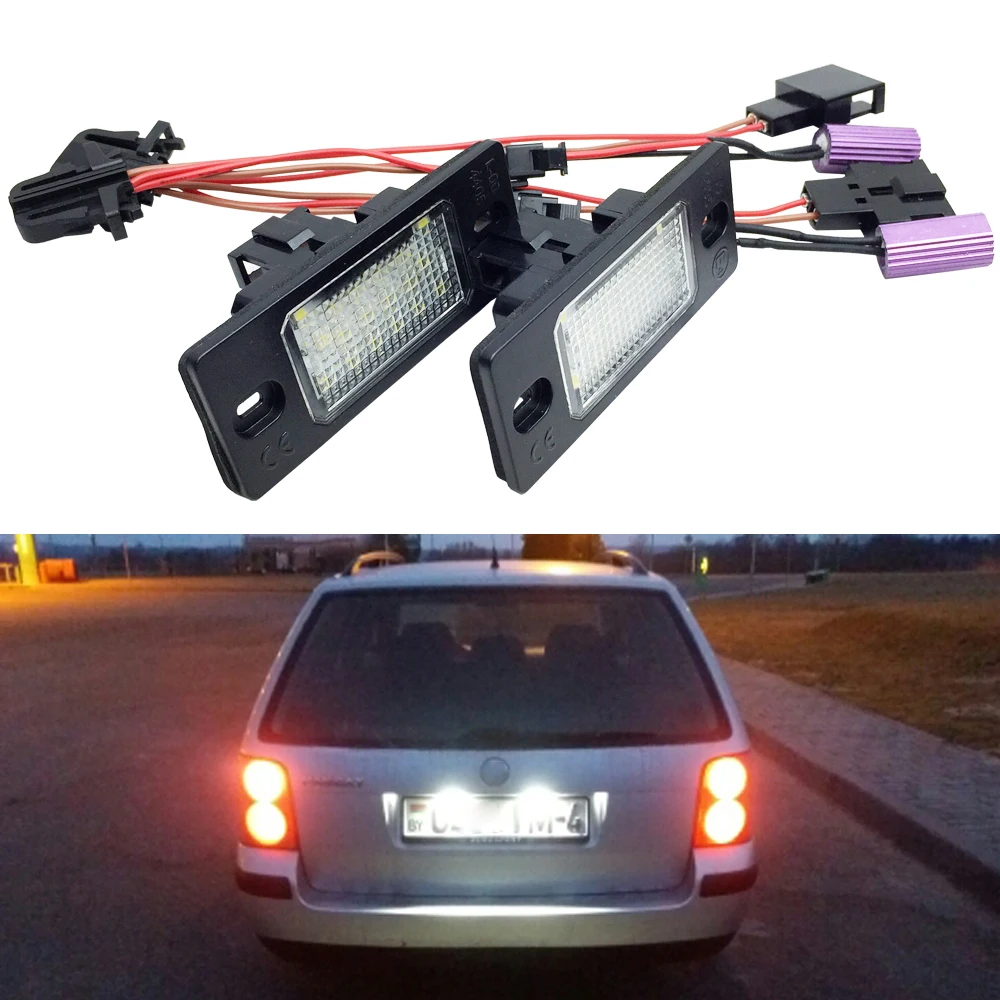 

1 Pair Canbus Error Free White 18SMD LED Number License Plate Lights For VW Touareg Tiguan Golf 5 Passat B5 5D Touring
