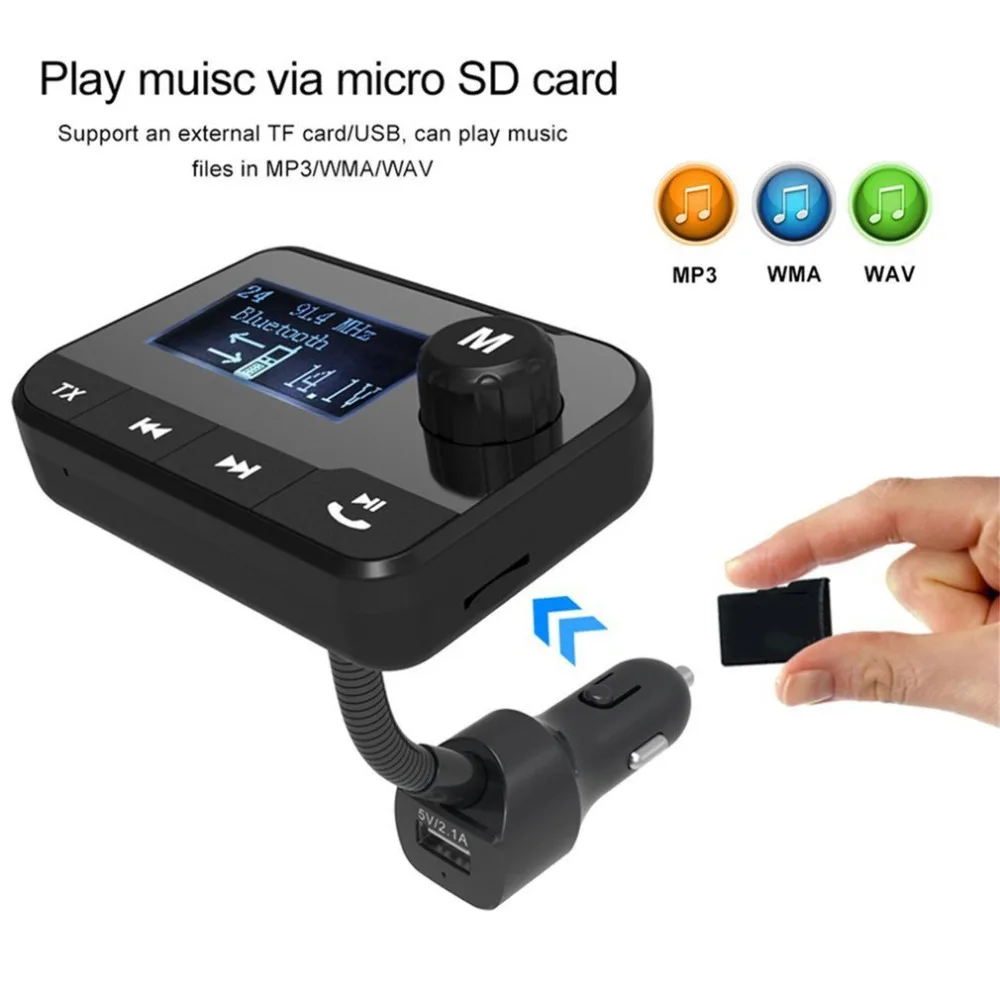 Wireless Bluetooth FM Transmitter FM Modulator Car Mp3 Player Support TF Hand Free USB Charger Digital Display Car Accessory bluetooth-digital-audio-player