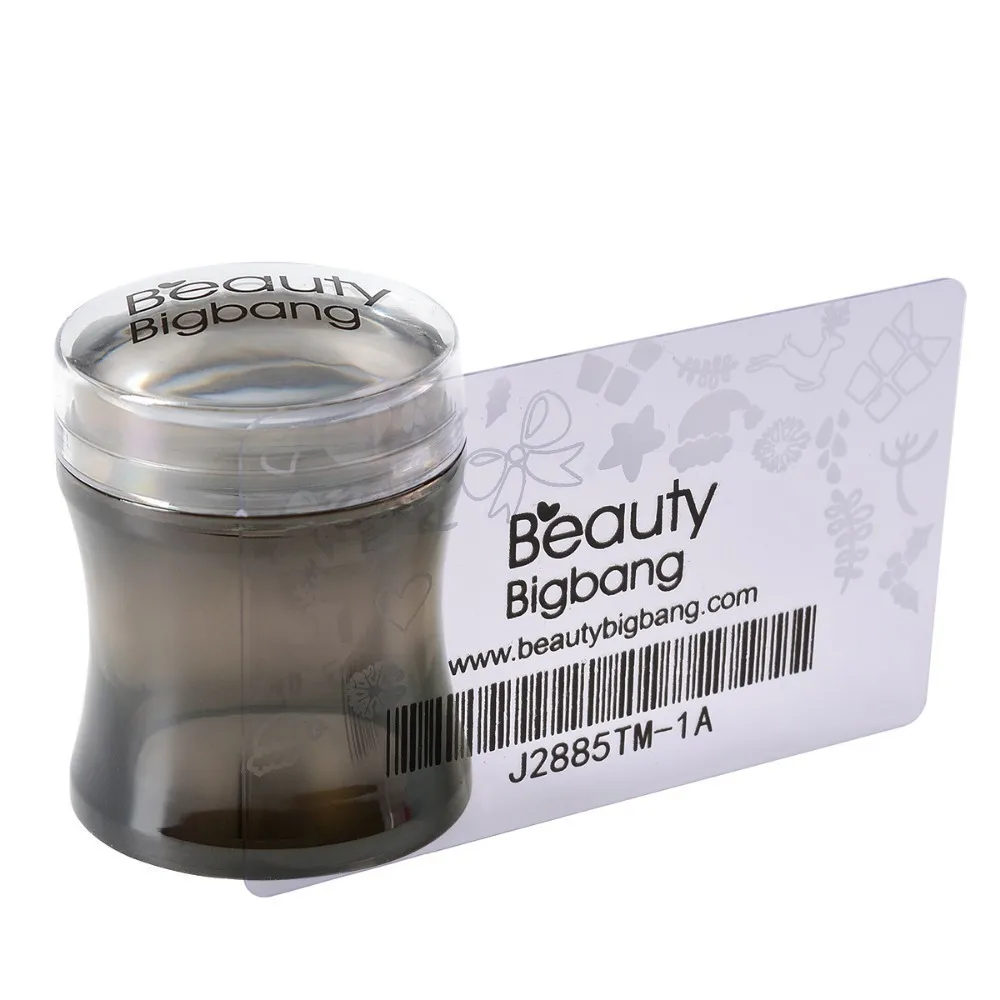 BeautyBigBang пластиковый силиконовый штамп для ногтей, набор резиновых головок, скребок, прозрачный, желе, цветок, ручка, штамп, штамповка, пластины, лак - Цвет: Black
