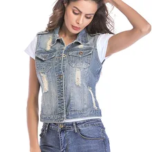 Women Short Denim Jackets Broken Jackets Spring Autumn Coat for Women Broken Hole Short Denim Female jackets for women trendy broken hole pocket design solid color denim pants for women