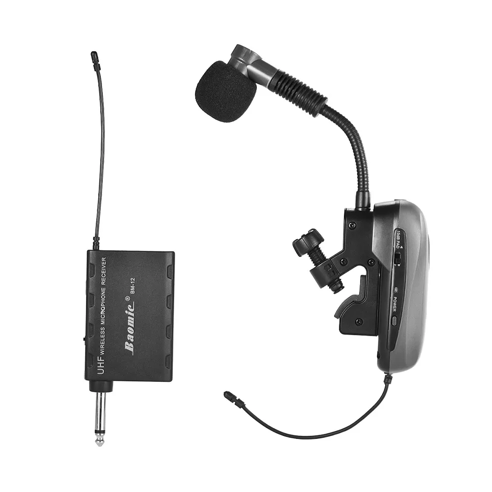 

BM-12/V2 Professional UHF Wireless Instrument Microphone System Receiver & Transmitter 630-690MHz 16 Channels For Saxophone