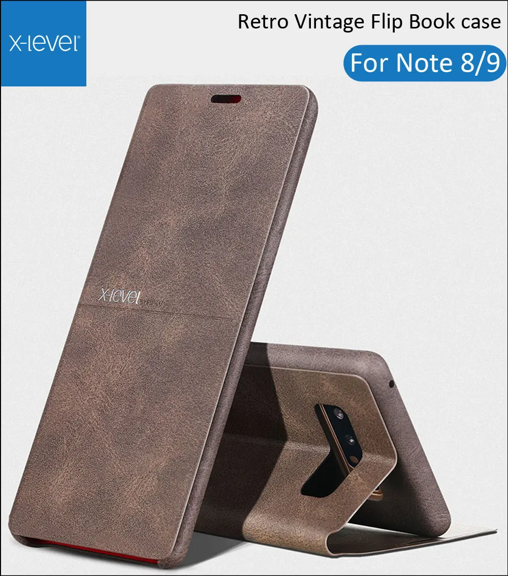 

X-Level Extreme Flip Leather Case For Samsung Galaxy Note 9 Retro Vintage X Level Book Wallet Cover Note9 Note 8