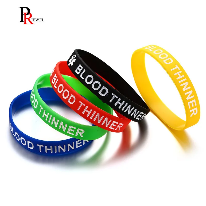 BLOOD THINNER Bracelets Silicone Medical Alert ID Wristbands