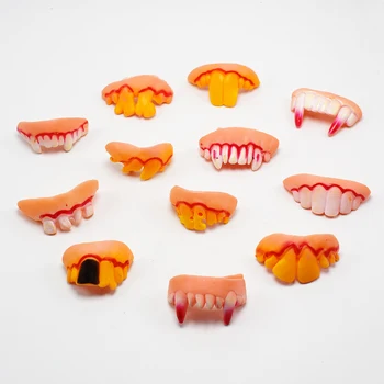 

2PCS Gags Practical Funny Gags Practical Jokes Prank Freak Vampir False Teeth Set Halloween April Fool's Day Gift Wacky Toys