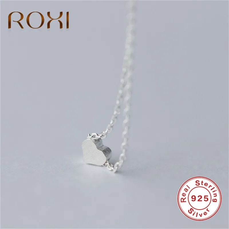 

ROXI 925 Sterling Silver Choker Love Heart Pendant Necklace Simple Silver Necklaces For Women Fine Jewelry collier femme Bijoux