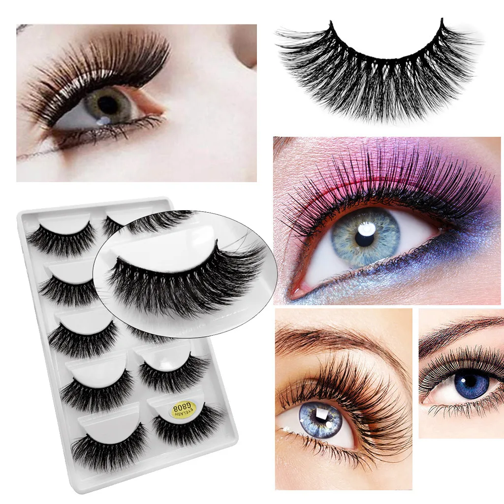 

5 Pairs Luxury 3D False Lashes Fluffy Strip Eyelashes Long Natural Party Makeup eyelash box 1cm-1.5cm_BS0527
