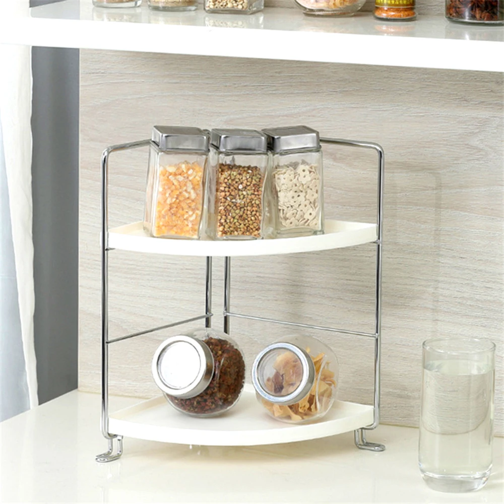 2 Tier Stackable Corner Shelf Freestanding Stackable Organizer