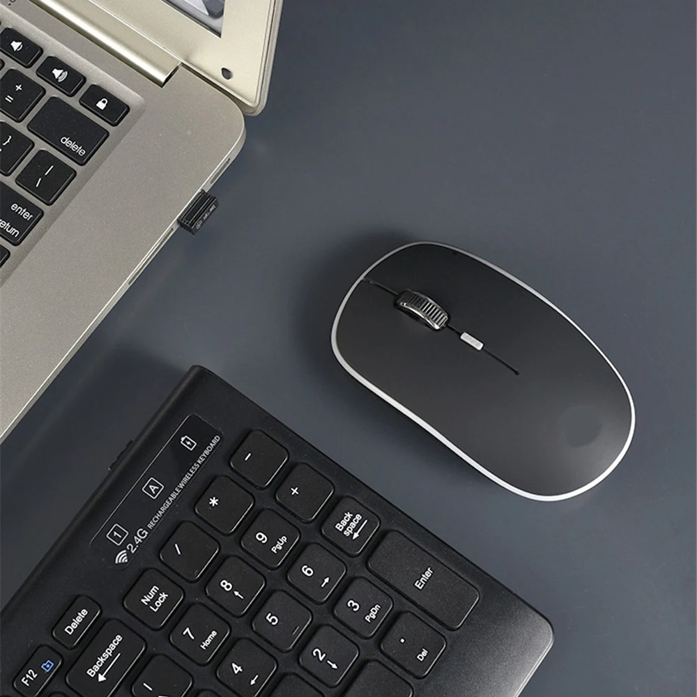 

Office 2.4G Wirless Rechargeable Keyboard Mouse Combo Ergonomics Keyboard 1600DPI Optical Mouse For Windows MacOS Android Laptop
