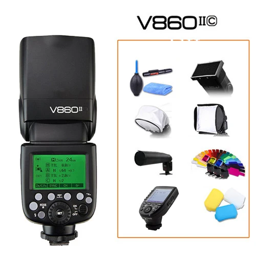 V860IIC and XproC Godox V860II GN60 i-ttl вспышка для фотокамер Speedlite HSS 1/8000 s Вспышка Speedlite w/литий-ионный аккумулятор Батарея+ Xpro флэш-передатчик для Canon Nikon sony фужи Олимпус - Цвет: V860IIC and XproC