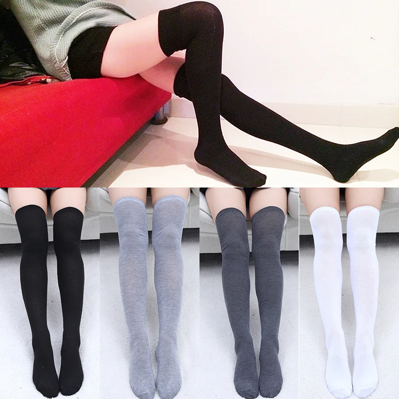 2018 new Sexy Stocking 1Pair Women Socks grey black Thigh High Warm solid Stockings Cotton Over the Knee Socks Long Stockings