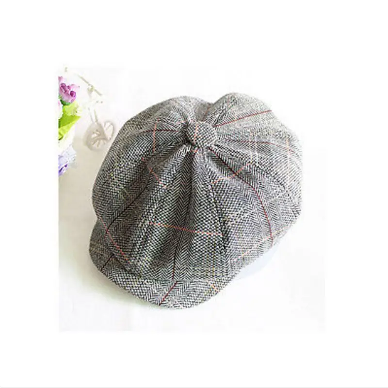 

2019 New Arrive Fashion Wool Tweed Cabbie Newsboy Gatsby Cap Mens Ivy Hat Flat Gray Cool