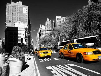 

frameless canvas paintings posters New York yellow taxi vintage style decorative art reading room living room decoration