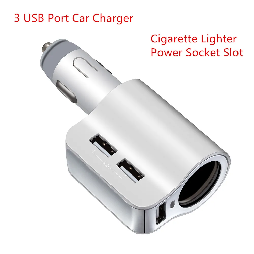 

AUTO Car Charger 3 USB Port Cigarette Lighter Power Socket Slot Mobile Phone Charger For IPHONE Ipad Samsung LG Lenovo Powerbank