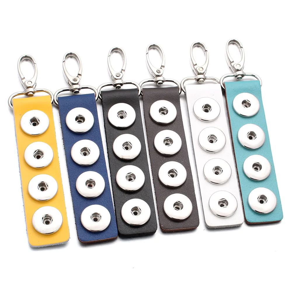 

New Snap Jewelry Snap Button Keychain Belt PU Leather Key Chains Fit 18mm Snap Buttons Keyring Bags Charm Pendant Keys For Women