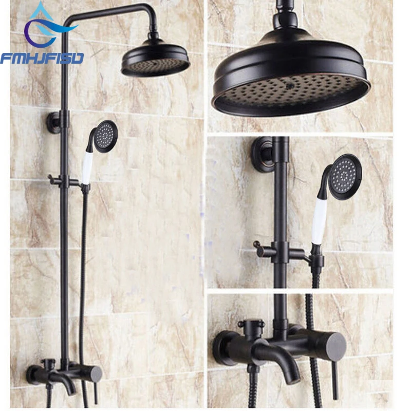 

Free Shipping Wholesale And Retail Promotion Luxury Oil Rubbed Bronze Bathroom Shower Faucet Set Tub mixer Tap Shower Column