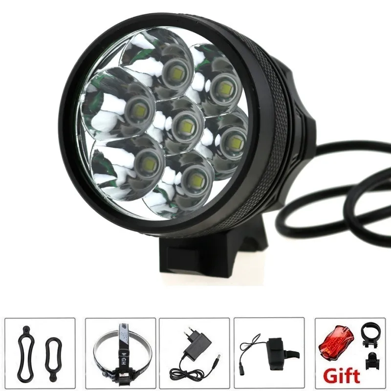 9000 Lumens 7t6 Bike Flashlight Headlamp 7xcree Xmlt6 Led Bicycle