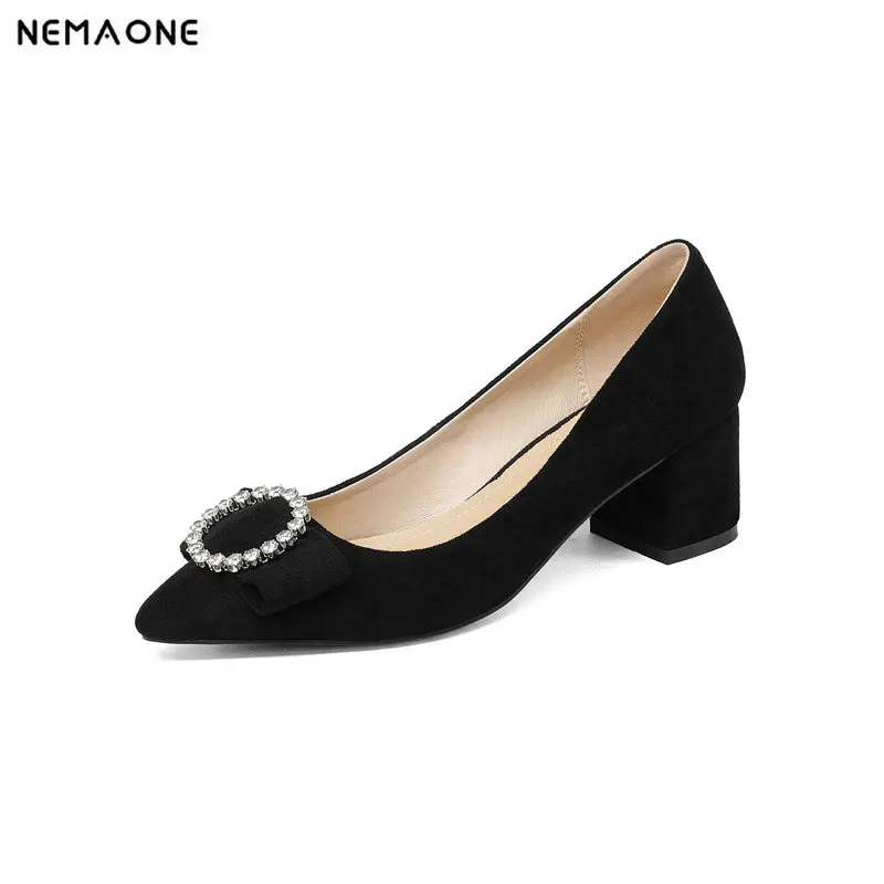 

NEMAONE 2018 genuine leather women pumps fashion high heels pointed toe dress shoes woman party office ladies pumps