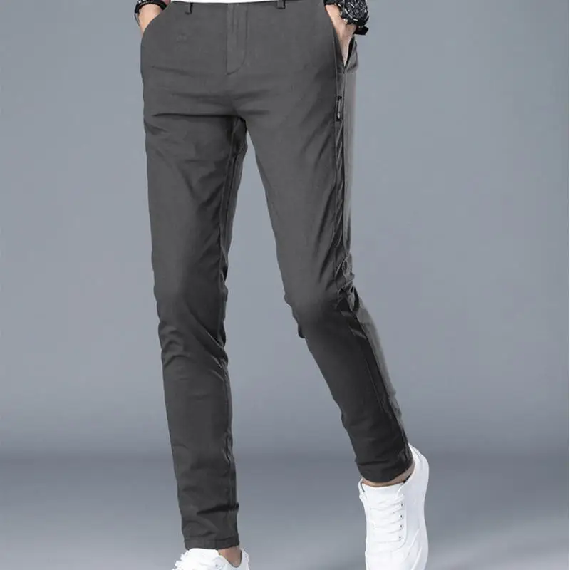 Брендовые мужские брюки, повседневные мужские деловые мужские брюки, классические прямые длинные модные дышащие брюки, 28-38 - Цвет: Темно-серый