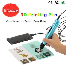 3 Color Choose 3D Drawing Pen 1 75mm ABS PLA PCL Filament 3D Pen With LED