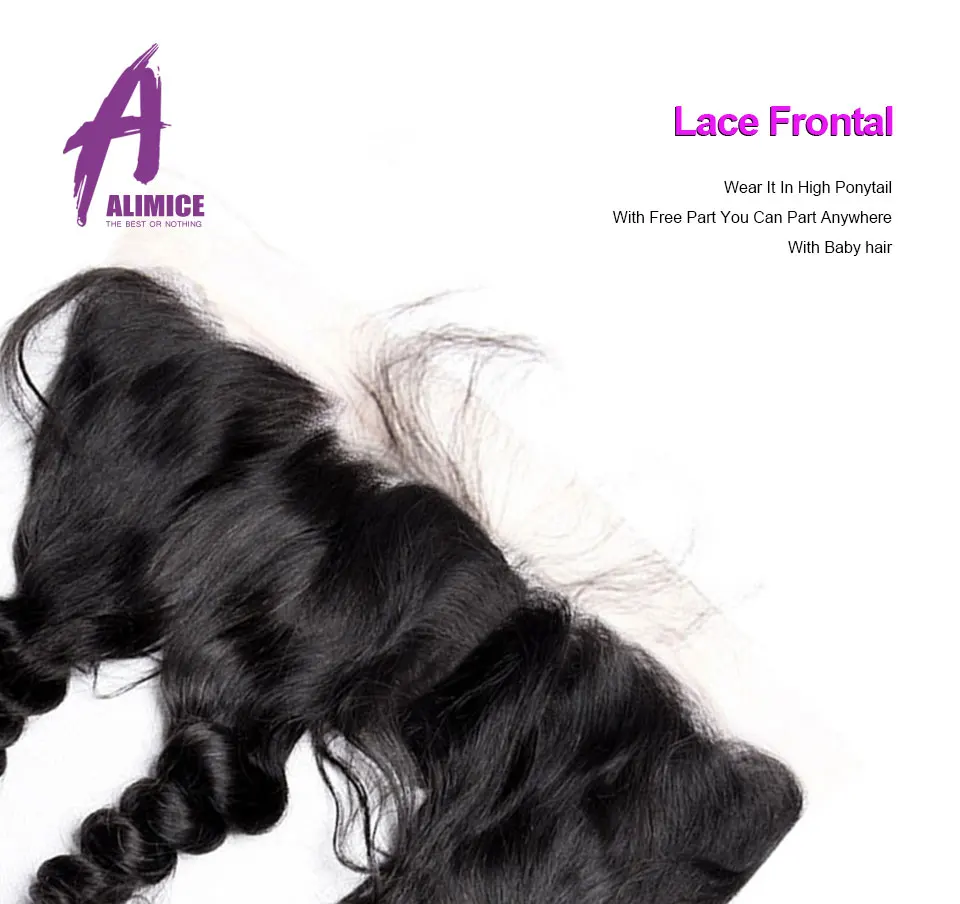 ALIMICE Malaysian Loose Wave Lace Frontal 13X4 Ear To Ear Pre Plucked Lace Frontal Closure Non Remy Human Hair Closure 10-24Inch (3)