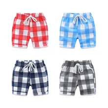 Летние повседневные шорты для мальчиков; Детские Модные клетчатые мягкие короткие штаны из хлопка; Новинка года; летние дышащие пляжные шорты для мальчиков