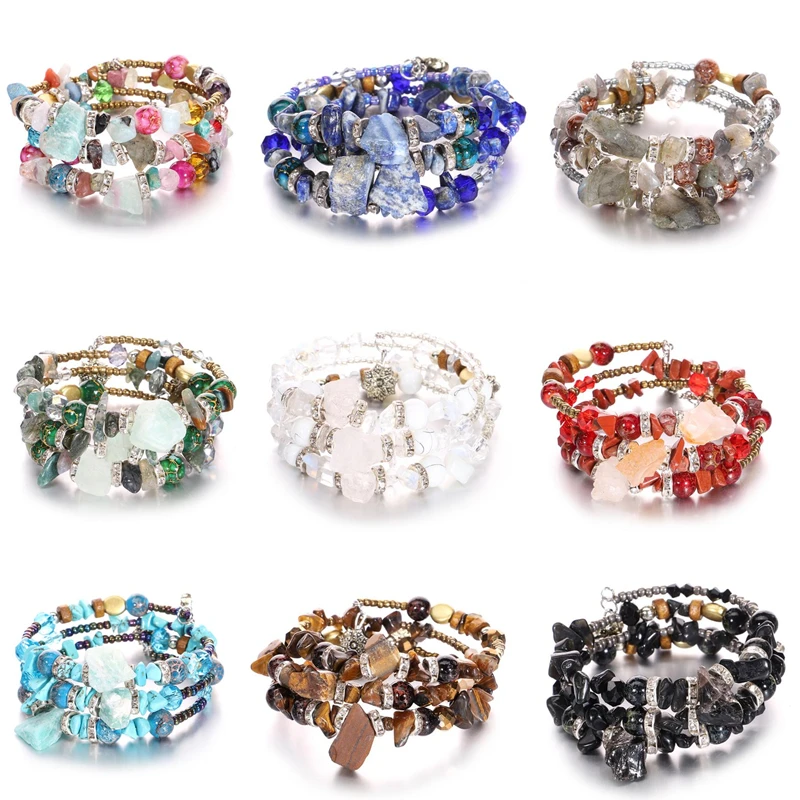 

3Layers Charm Bracelets & Bangles with Stones Gold Wrap Bracelet Femme for Women Jewelry personalized Colorful Gem Boho Bracelet