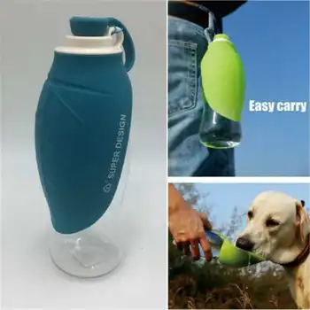 

580ml Portable Pet Dog Water Bottle Soft Silicone Leaf Design Travel Dog Bowl For Puppy Cat Drinking Outdoor Pet Water Dispenser