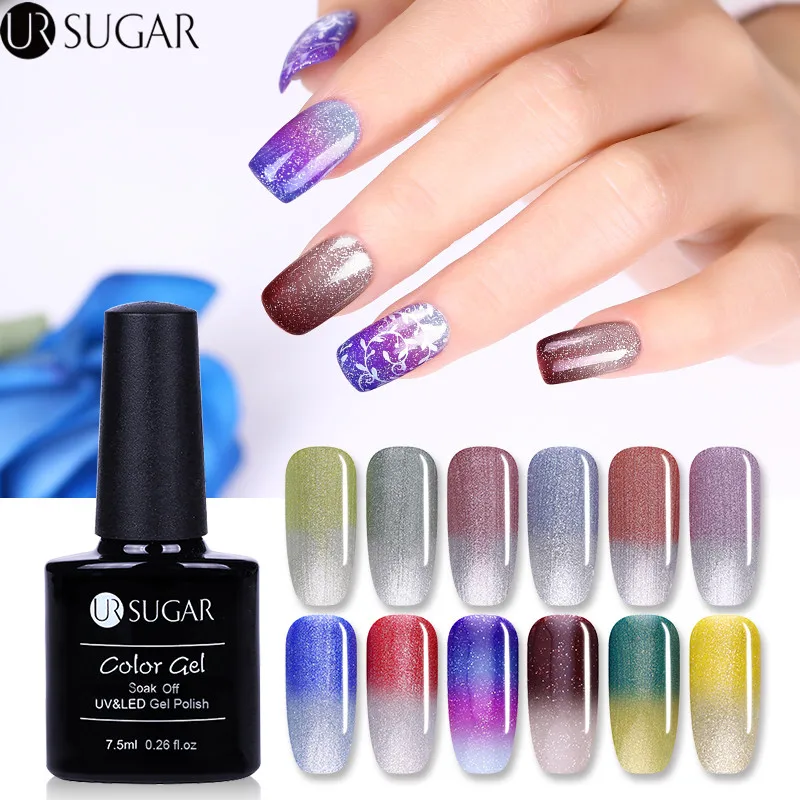 

UR SUGAR Temperature Change Color Gel Nail Polish Thermal Glitter UV Gel Varnish 7.5ml Soak off UV LED Gel Lacquer Chameleon Gel