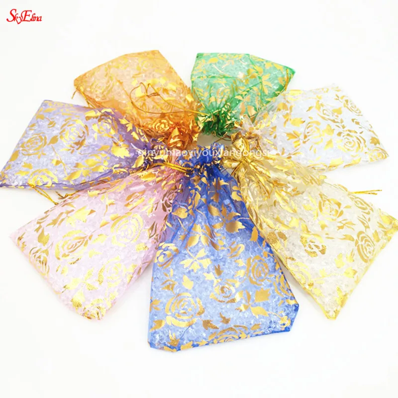 100Pcs/bag 13x18cm Jewelry Packaging Transparent Gauze Bag Organza Bags