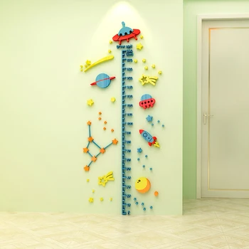 

3D Cartoon Height Measure Wall Stickers Removable Acrylic Wallpaper For Kids Room 3D Growth Chart Wall Sticker Mural Poster