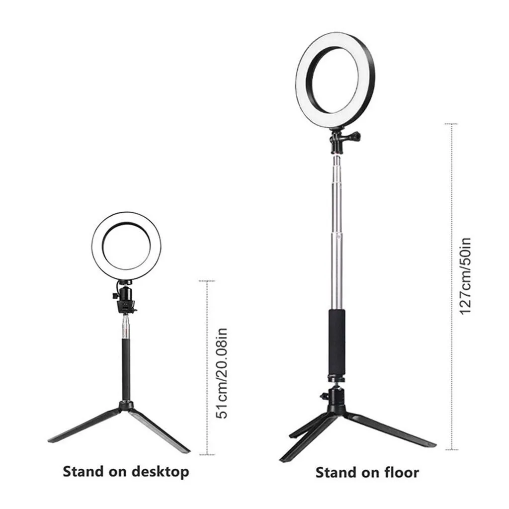 Светодиодный кольцевой светильник с регулируемой яркостью 5500 K, набор с подставкой для макияжа, камеры, Селфи, 8 дюймов, заполняющий светильник, кольцо, держатель для телефона, лампа для штатива