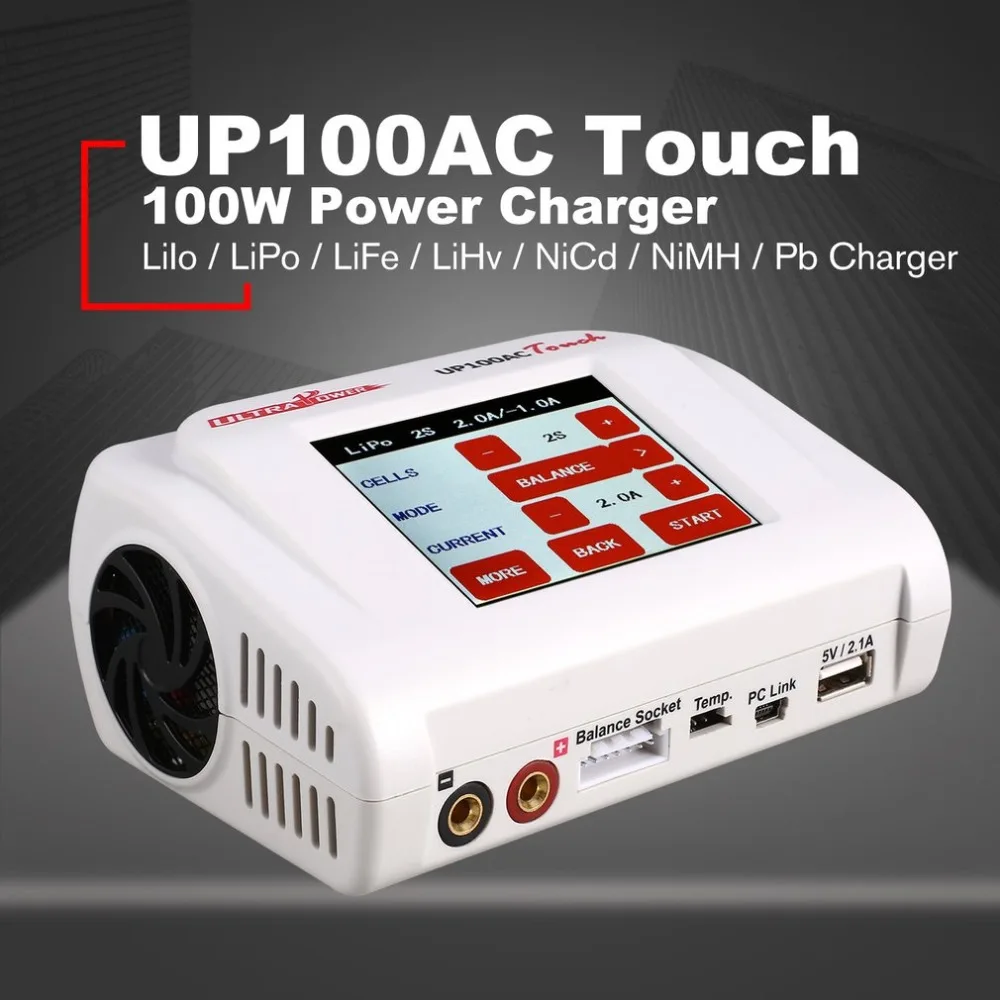 

Ultra Power UP100AC Touch Screen 100 W Rc Multicopter LiIo/LiPo/LiFe/LiHv/NiCd/NiMH/Pb Charger Balance Charger/Discharger ht